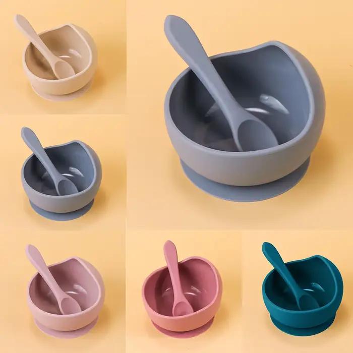 Bol à ventouse en Silicone, vaisselle d'alimentation pour nourrissons et jeunes, apprendre à manger