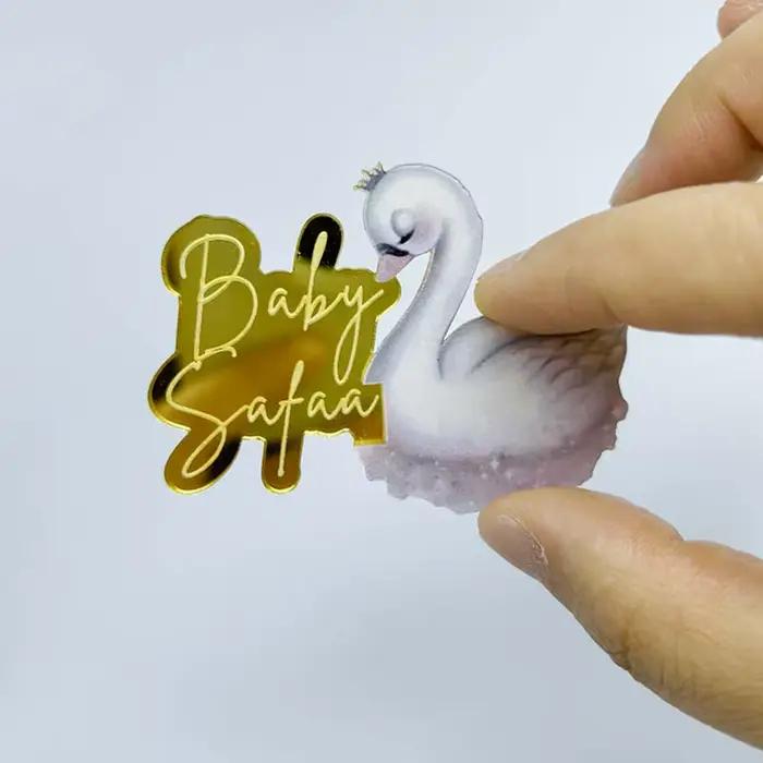 Cygne personnalisé avec nom de bébé, 20 pièces, décoration de Table en acrylique pour réception-cade