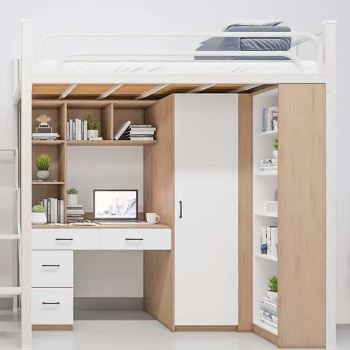 Lits de dortoir superposés en métal de conception Simple avec combinaison d'escalier et de bureau po