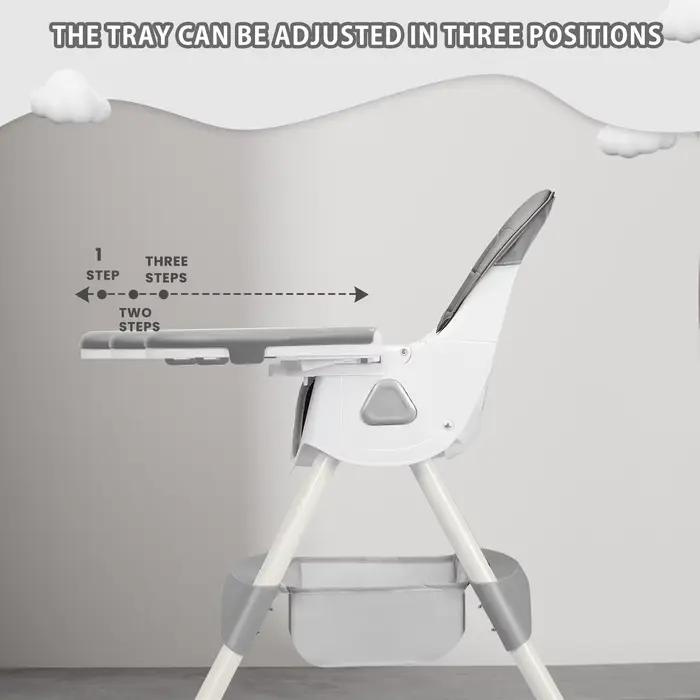 Chaise haute pliable pour bébé de 6 mois plus, avec grand coussin antidérapant et support à jouets,