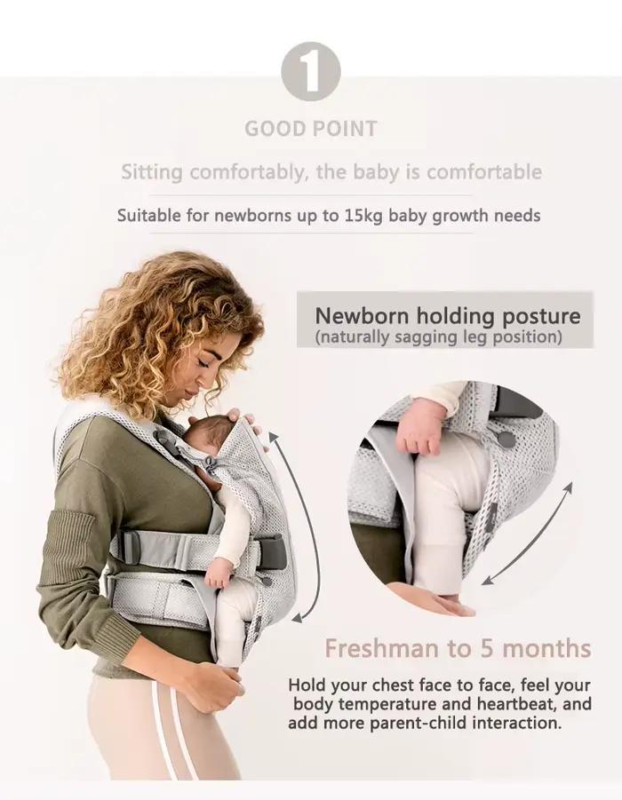 Porte-bébé Bjorn en maille 3D | Conception ergonomique 3 en 1 prenant en charge les nouveau-nés et