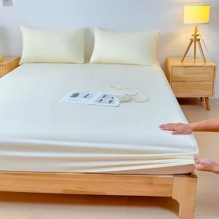 Drap-housse doux avec bande élastique, housse de matelas de couleur unie pour lit simple, double, ki