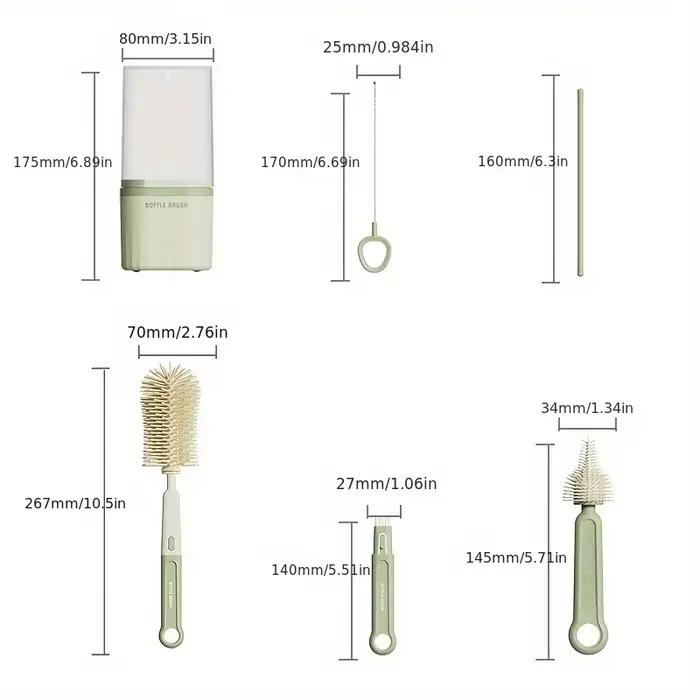 Brosse à biberon en Silicone pour bébé, ensemble d'outils de nettoyage portables à poignée droite 36