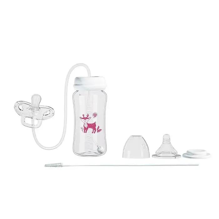 Biberon 3 en 1 mains libres à col large de 300ML, biberon de stockage du lait, sucette, biberon mult