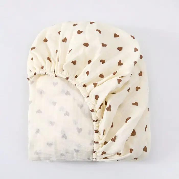 1 drap de lit pour bébé, housse de matelas en gaze double couche en pur coton, drap de lit toutes sa