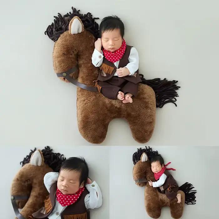 Accessoires de photographie pour nouveau-nés, thème Cowboy, Costumes pour bébé garçon avec écharpe,