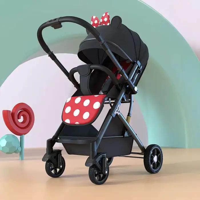 Poussette légère à quatre roues pour nouveau-né, chariot à pousser bidirectionnel, protection de la