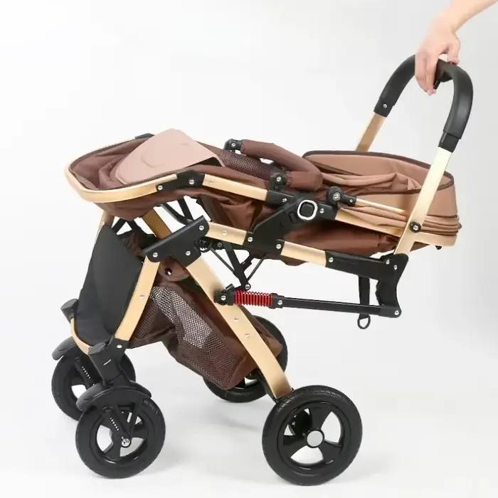 Nouvelle poussette double 3-en-1 acier inoxydable pour jumeaux avec vue haute positionnement horizontal pliable pour bébés 0-6 mois 6-12 mois 1-3 ans