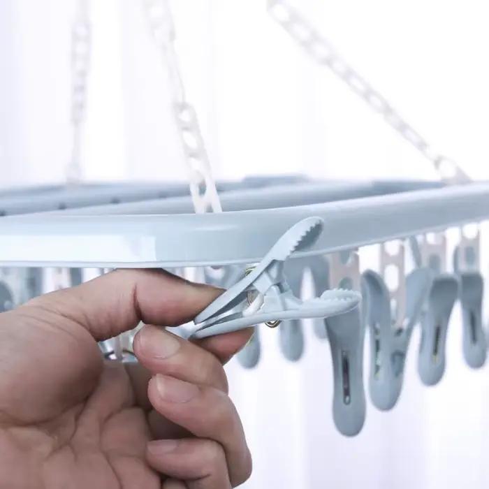 Porte-vêtements pliant à la maison avec 32 Clips