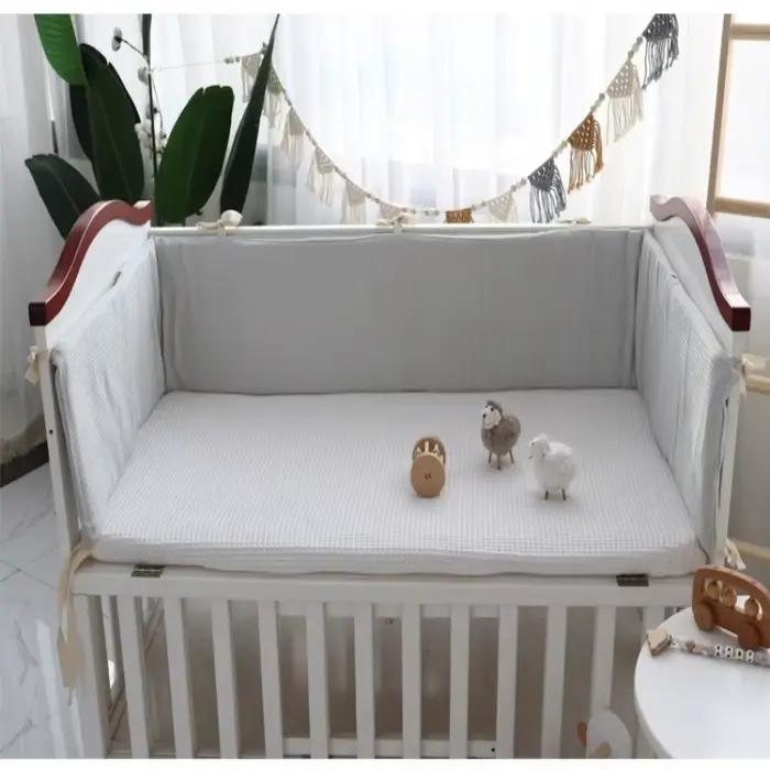 Ensemble de pare-chocs de berceau de bébé lavable en coton gaufré une pièce pour les nouveau-nés pour empêcher les bosses et les chutes