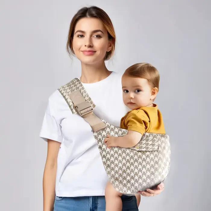 Porte-bébé à bandoulière avec tabouret de taille polyvalent pour nouveau-né à tout-petit occasions spéciales main libre