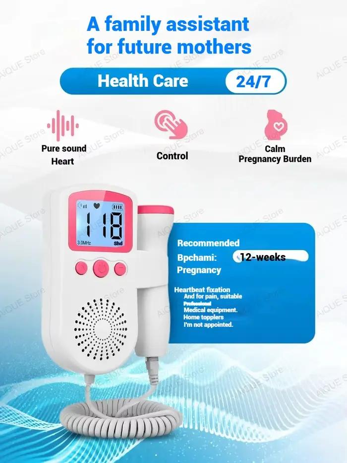 AiQUE 2.5MHz Doppler fœtal ultrasons 30ml Gel bébé détecteur de fréquence cardiaque enceinte