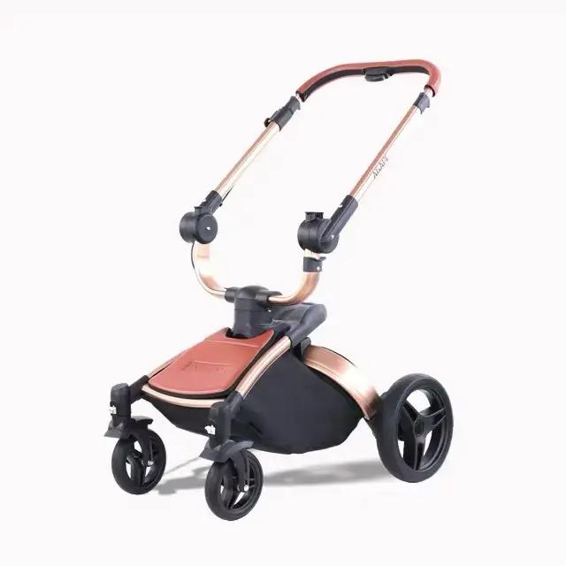 Poussette pliable en cuir PU pour bébé
