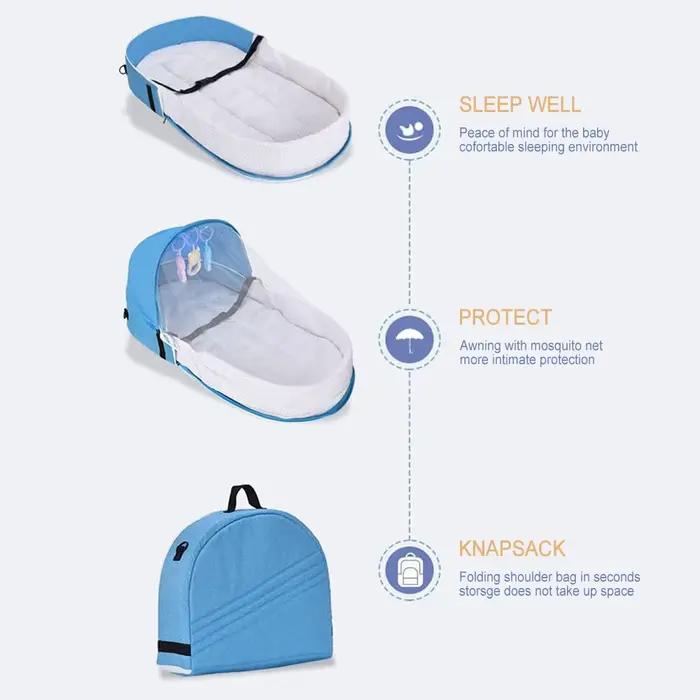 Berceau pliable et portable avec moustiquaire pour nouveau-nés de 2 à 12 mois, lit de bébé multifonction avec jouets pour voyages et occasions spéciales