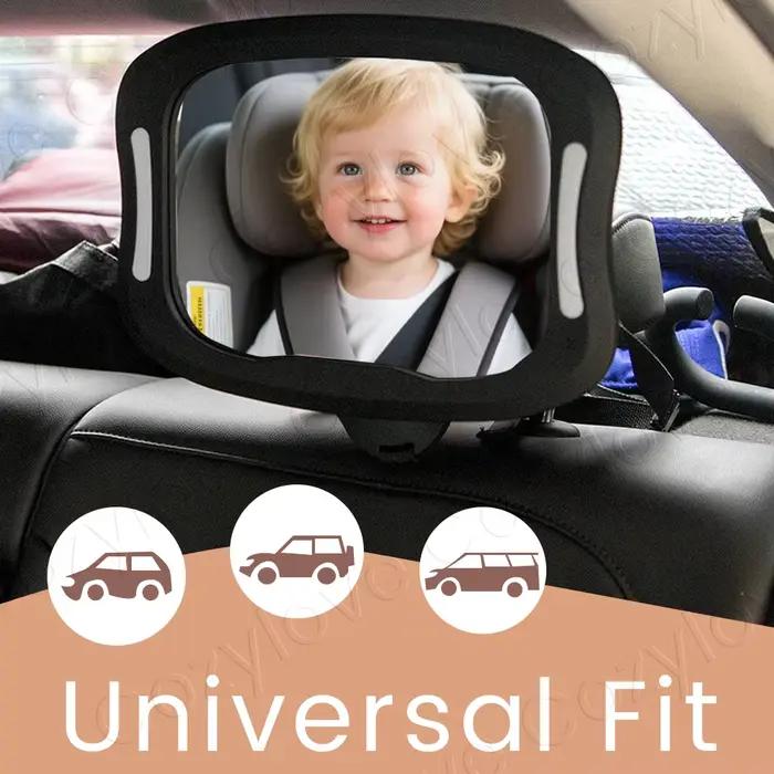 Miroir de voiture pour bébé avec lumière LED nocturne 360° °
