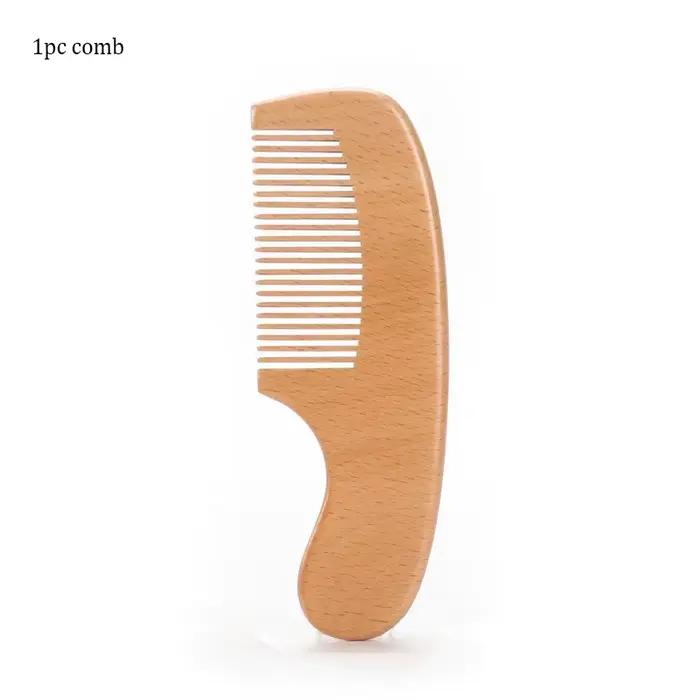 Ensemble de brosse et de peigne en bois et laine naturelle pour bébé