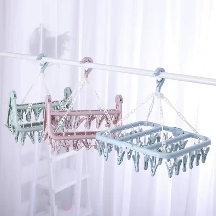 Porte-vêtements pliant à la maison avec 32 Clips