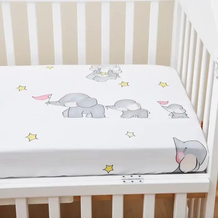 Ensemble de literie en coton 100% pour nouveau-né, drap-housse doux avec dessins animés, convient à plusieurs tailles de matelas, idéal pour les nuits paisibles et les voyages