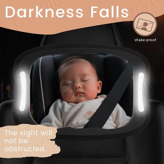 Miroir de voiture pour bébé avec lumière LED nocturne 360° °