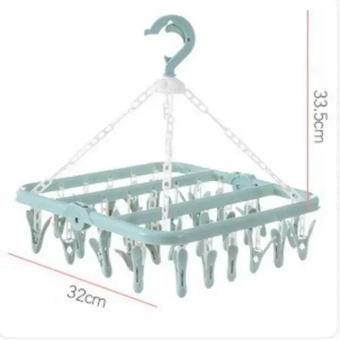 Porte-vêtements pliant à la maison avec 32 Clips