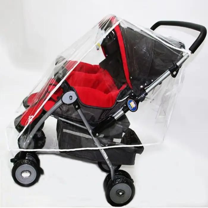 Q1FE Baby Pouchchs Couverture pluie pour les jumeaux Clear Stroller Raincoat Wind Dust Bould