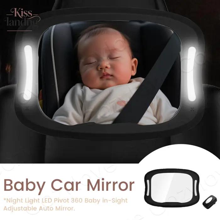 Miroir de voiture pour bébé avec lumière LED nocturne 360° °