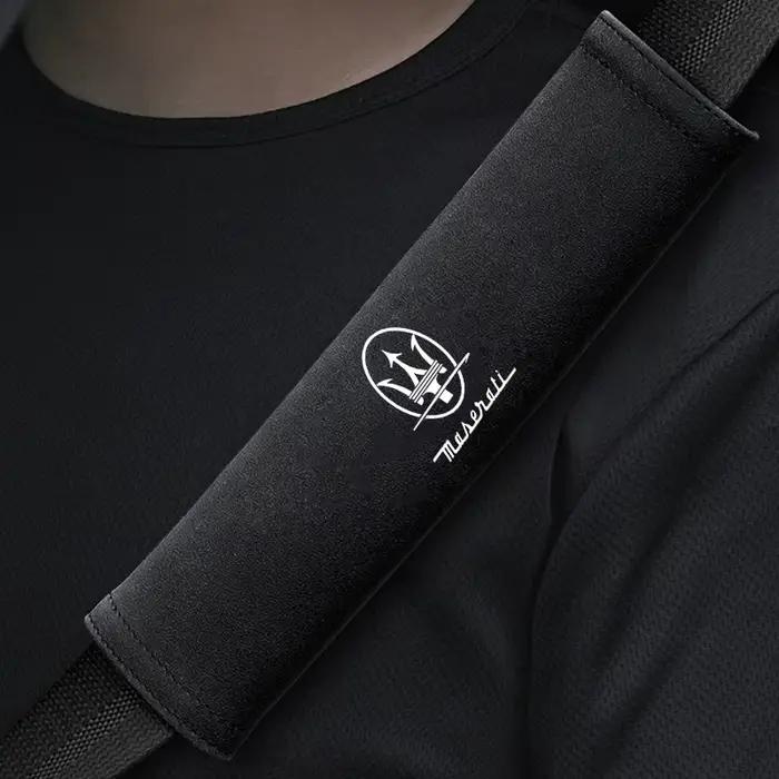 Housse de ceinture de sécurité en suède pour badges Maserati Levante Ghibli Gran Turismo Quattroporte Gransport GT GC Cinquettroporte occassions spéciales protection élégance voiture