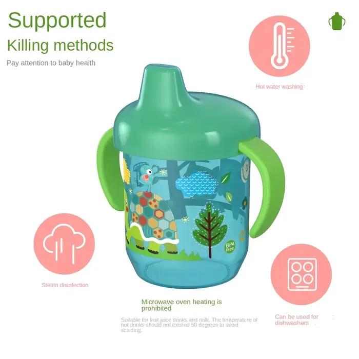 Nouveau bébé apprentissage tasse à boire avec Double poignée couvercle rabattable sans BPA étanche nourrissons tasses