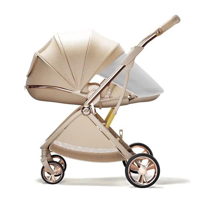 Poussette de luxe légère et réversible à vue panoramique pour nouveau-nés et tout-petits – Position assise/allongée et pliage compact
