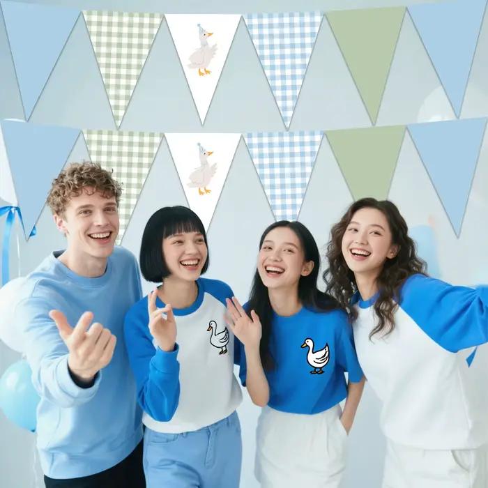 Ensemble de décoration de fête Blue Swan avec bannière