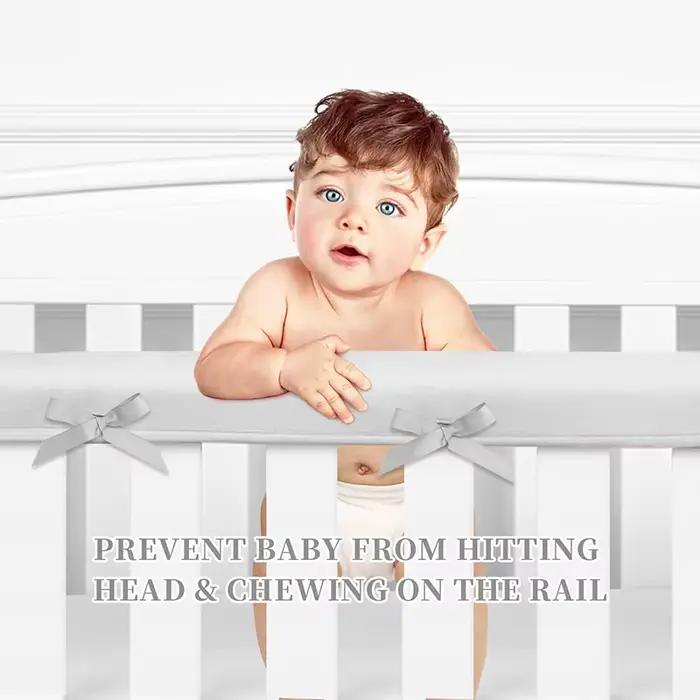 Protection Anti-Collision pour Bord de Lit Doux pour Bébé Unisexe en Coton Convient aux Enfants de 1 à 3 Ans Blanc ou Gris Occasions Spéciales Sécurité Douce