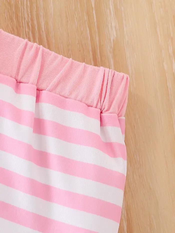 Ensemble imprimé koala pour bébé : Combinaison rose + pantalon rayé + chapeau animal