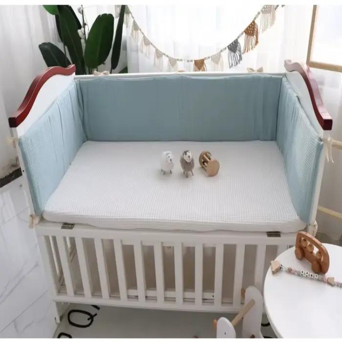 Ensemble de pare-chocs de berceau de bébé lavable en coton gaufré une pièce pour les nouveau-nés pour empêcher les bosses et les chutes