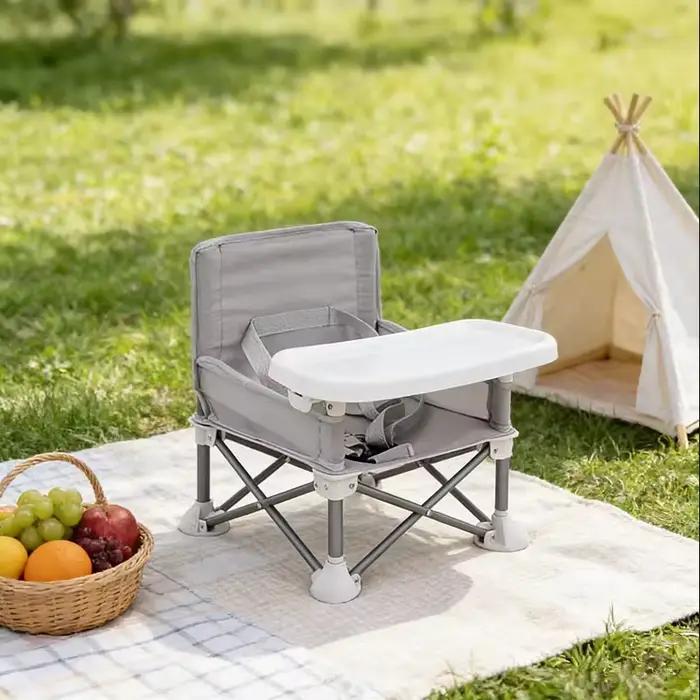 Chaise haute pliable portable pour bébé avec plateau et ceinture de sécurité