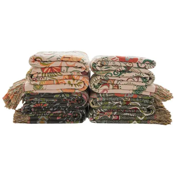 Couverture de serviette en gaze de coton haute qualité avec motifs floraux pour adultes, idéale pour le confort à domicile, hôpital, voyage et pique-nique