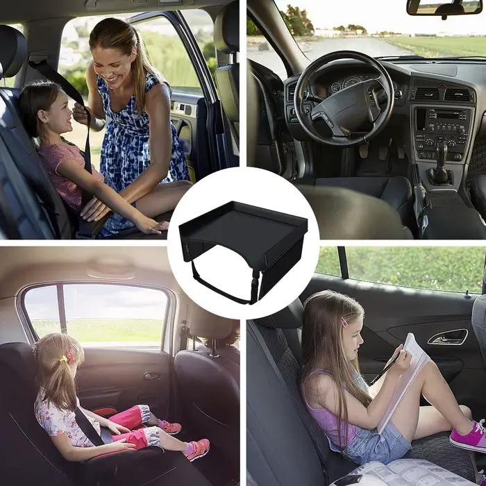 Table pliable pour véhicule, plateau de siège de voiture, bureau portable pour enfant avec poches, sangles réglables, pour manger et dessiner