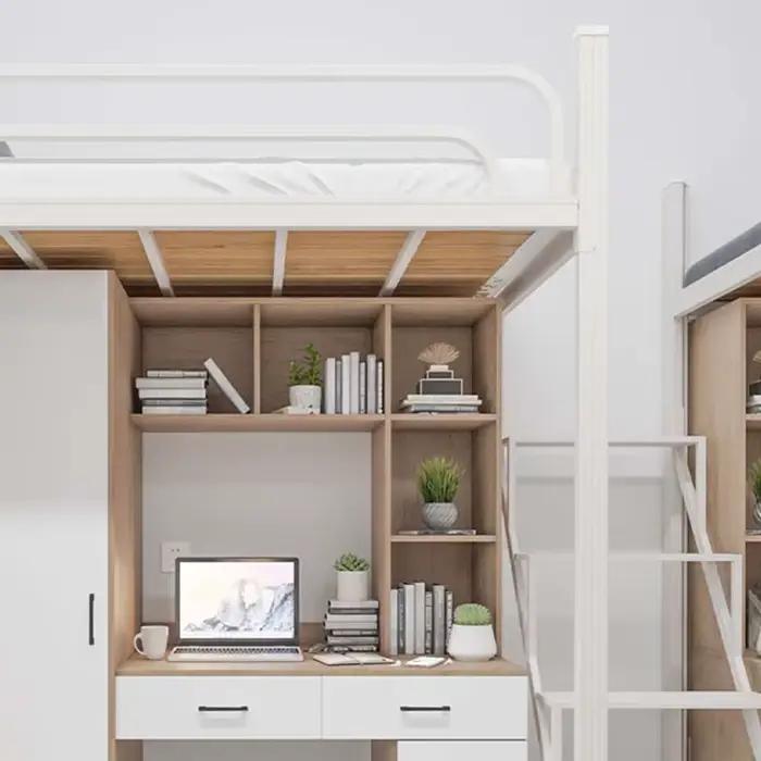 Lits de dortoir superposés en métal de conception Simple avec combinaison d'escalier et de bureau pour les