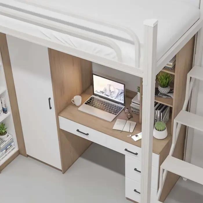 Lits de dortoir superposés en métal de conception Simple avec combinaison d'escalier et de bureau pour les