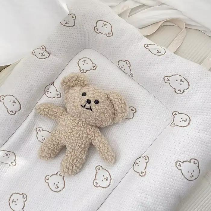 Literie pour bébé berceau pare-chocs ours brodé Portable feuille intégrée housse de couffin nouveau coréen nouveau-né