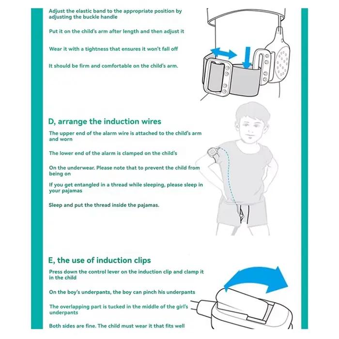B78B-rappel humide alarme d'énurésie au lit pour enfants garçon fille