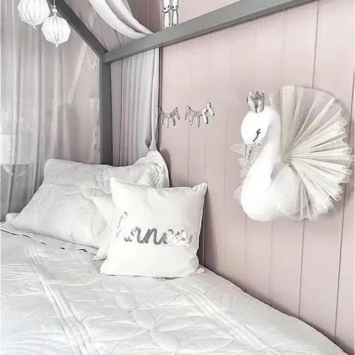 Mignon 3D couronne dorée cygne mur Art suspendu fille
