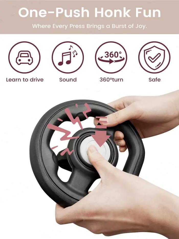 Volant de poussette avec sonnette et rotation à 360° ° Jouet de voyage rotatif pour bébé