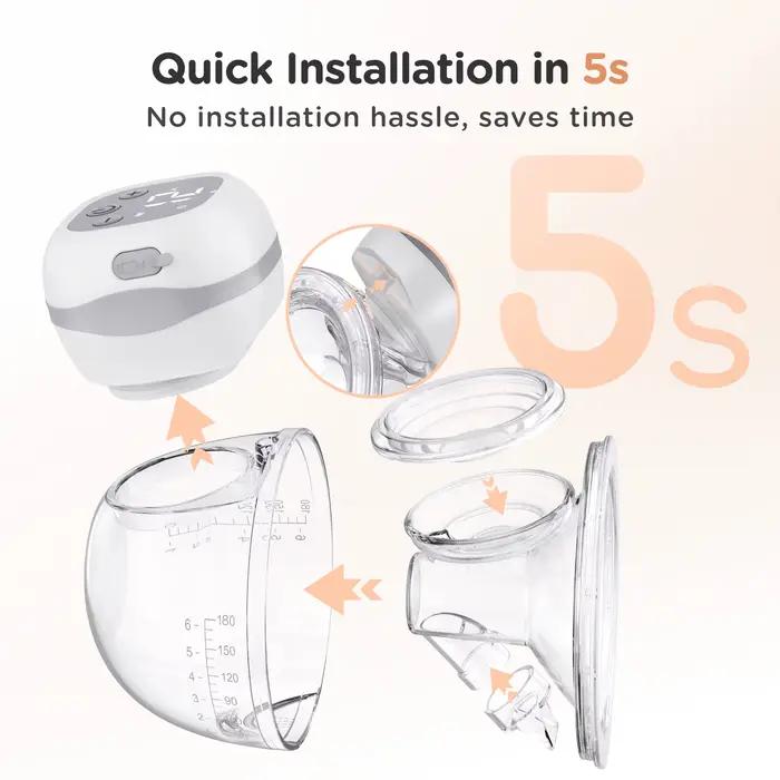 Tire-lait électrique mains libres sans BPA 12 niveaux d'aspiration 3 modes rechargeable LCD portable pour allaitement indolore sans fil occasions spéciales maternité